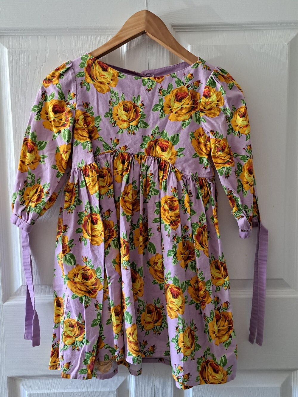 Lavender Dress with Yellow Rose Print
